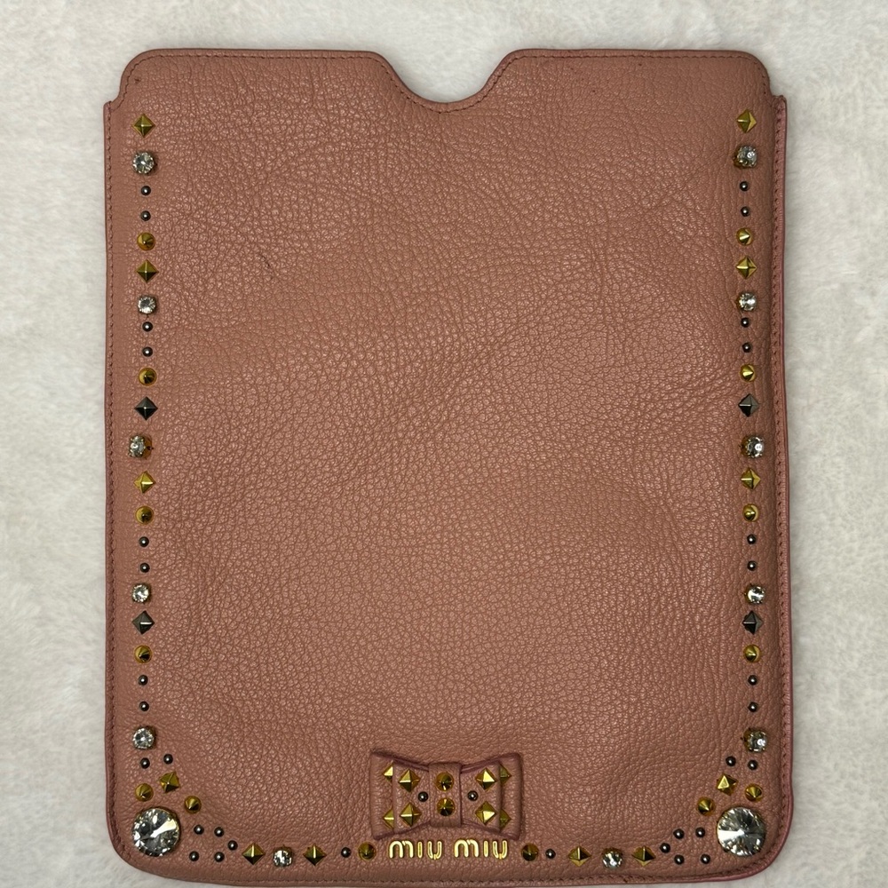 Miu Miu Pink Leather Studded iPad Case